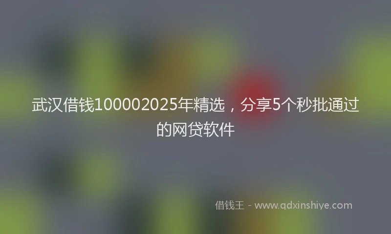 武汉借钱100002025年精选，分享5个秒批通过的网贷软件