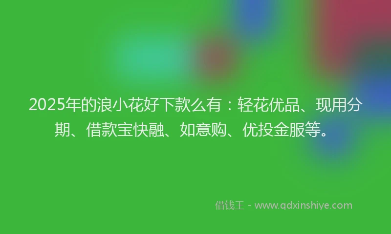 2025年的浪小花好下款么有：轻花优品、现用分期、借款宝快融、如意购、优投金服等。