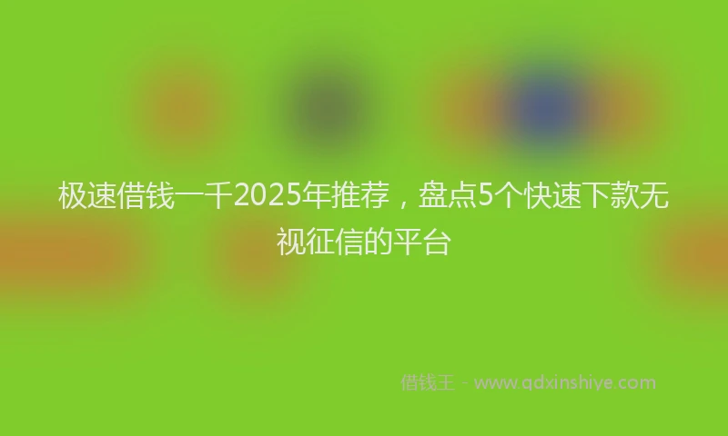 极速借钱一千2025年推荐，盘点5个快速下款无视征信的平台