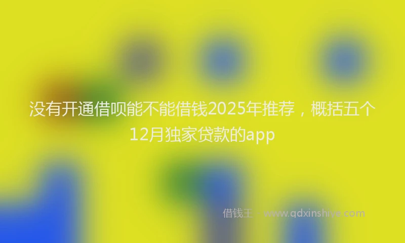 没有开通借呗能不能借钱2025年推荐，概括五个12月独家贷款的app