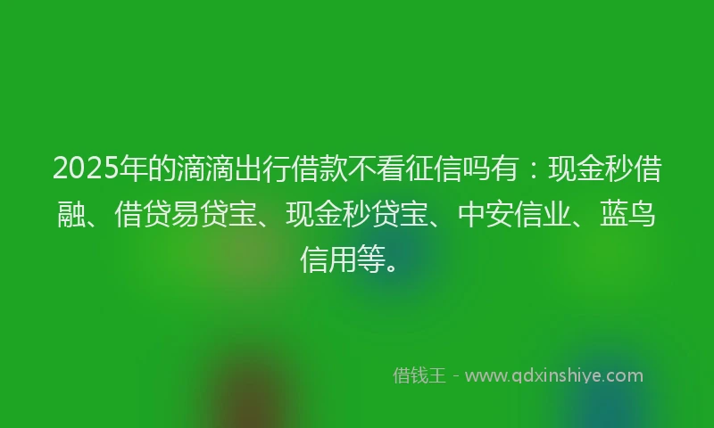 2025年的滴滴出行借款不看征信吗有：现金秒借融、借贷易贷宝、现金秒贷宝、中安信业、蓝鸟信用等。