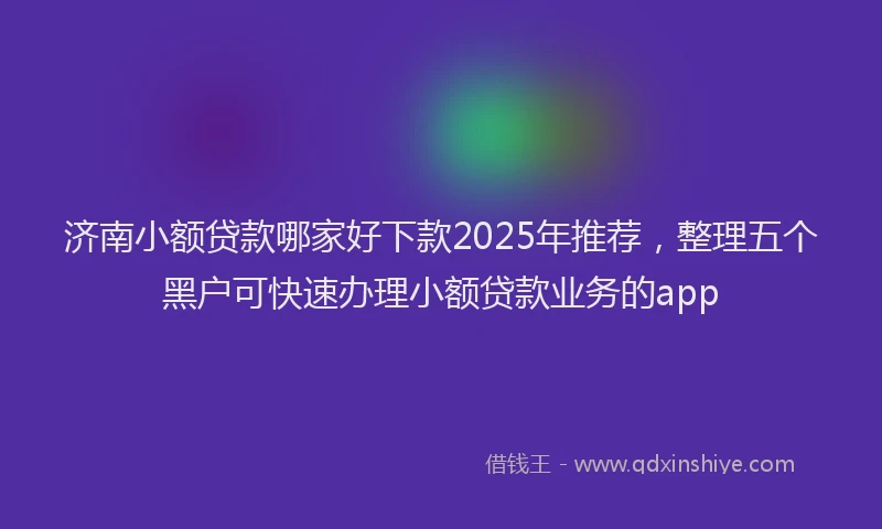 济南小额贷款哪家好下款2025年推荐，整理五个黑户可快速办理小额贷款业务的app