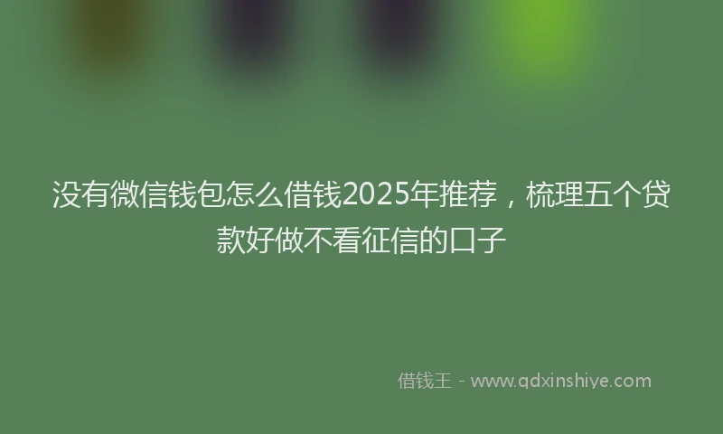 没有微信钱包怎么借钱2025年推荐，梳理五个贷款好做不看征信的口子