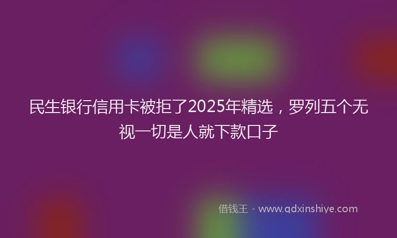 民生银行信用卡被拒了2025年精选，罗列五个无视一切是人就下款口子
