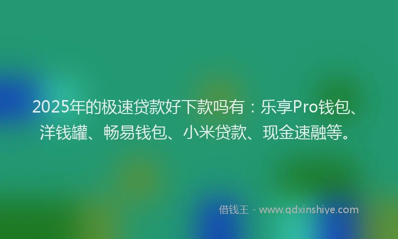 2025年的极速贷款好下款吗有：乐享Pro钱包、洋钱罐、畅易钱包、小米贷款、现金速融等。