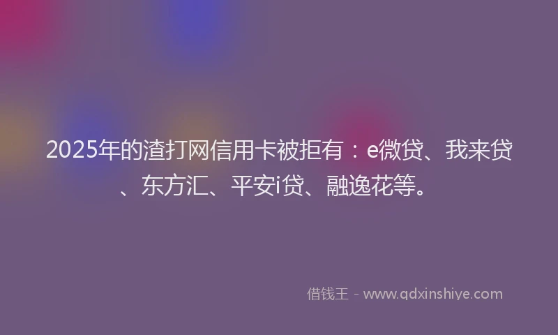 2025年的渣打网信用卡被拒有：e微贷、我来贷、东方汇、平安i贷、融逸花等。