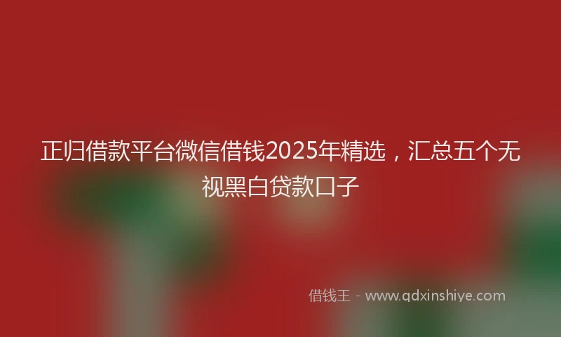 正归借款平台微信借钱2025年精选，汇总五个无视黑白贷款口子