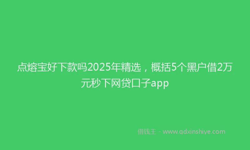 点熔宝好下款吗2025年精选，概括5个黑户借2万元秒下网贷口子app
