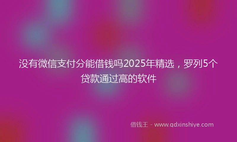 没有微信支付分能借钱吗2025年精选，罗列5个贷款通过高的软件