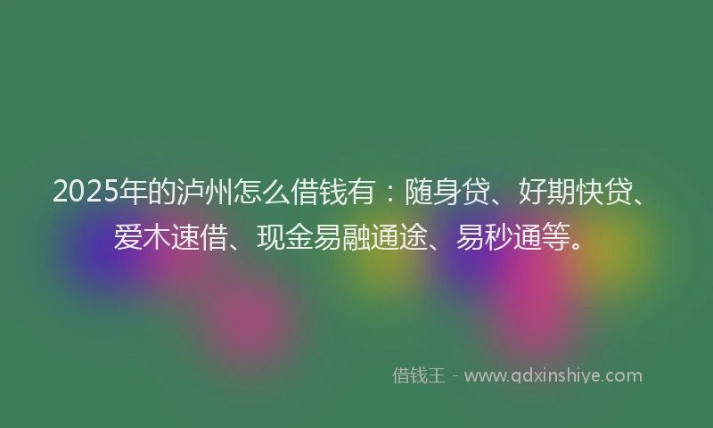 2025年的泸州怎么借钱有：随身贷、好期快贷、爱木速借、现金易融通途、易秒通等。