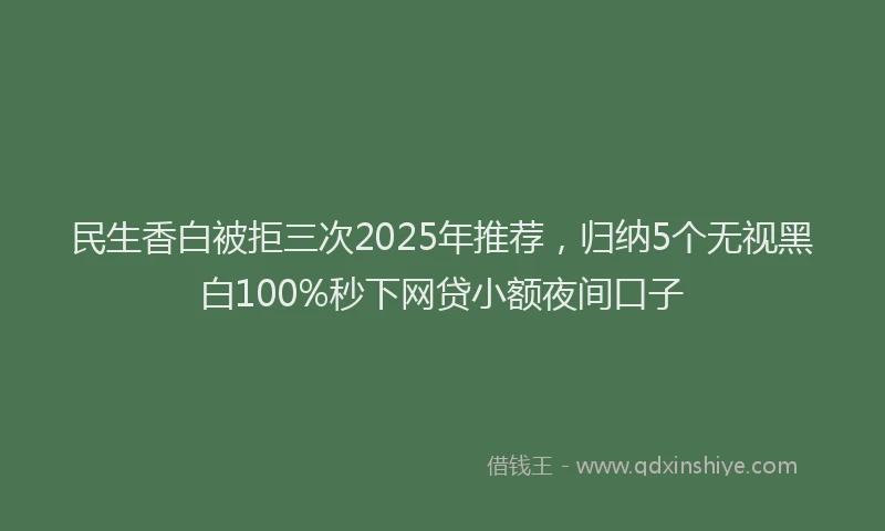 民生香白被拒三次2025年推荐，归纳5个无视黑白100%秒下网贷小额夜间口子