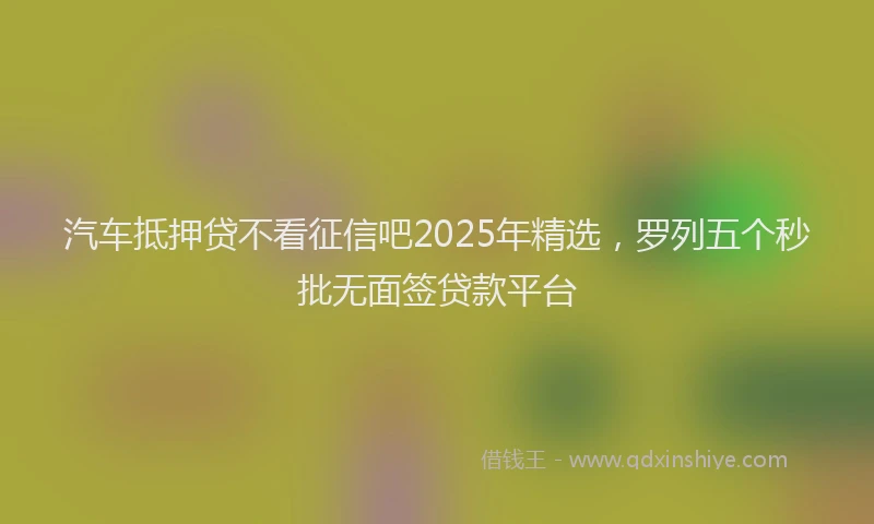 汽车抵押贷不看征信吧2025年精选，罗列五个秒批无面签贷款平台