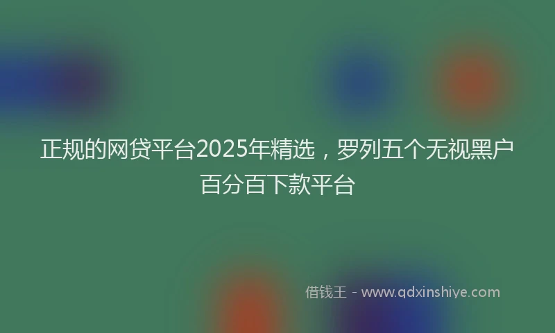 正规的网贷平台2025年精选，罗列五个无视黑户百分百下款平台