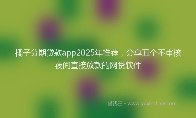 橘子分期贷款app2025年推荐，分享五个不审核夜间直接放款的网贷软件