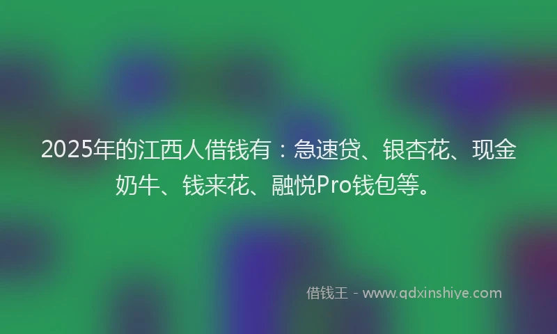 2025年的江西人借钱有：急速贷、银杏花、现金奶牛、钱来花、融悦Pro钱包等。