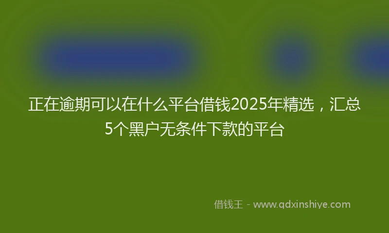 正在逾期可以在什么平台借钱2025年精选，汇总5个黑户无条件下款的平台