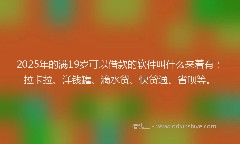 2025年的满19岁可以借款的软件叫什么来着有：拉卡拉、洋钱罐、滴水贷、快贷通、省呗等。
