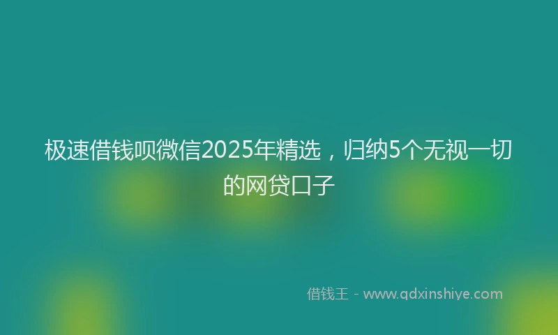 极速借钱呗微信2025年精选，归纳5个无视一切的网贷口子