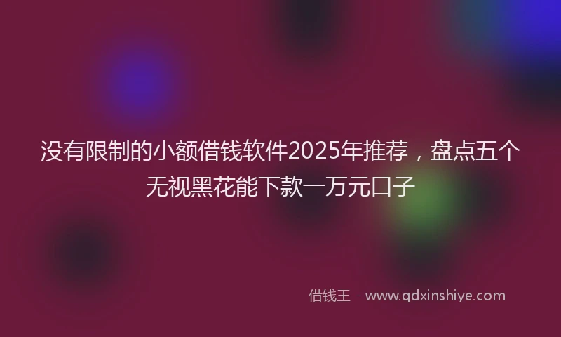 没有限制的小额借钱软件2025年推荐，盘点五个无视黑花能下款一万元口子