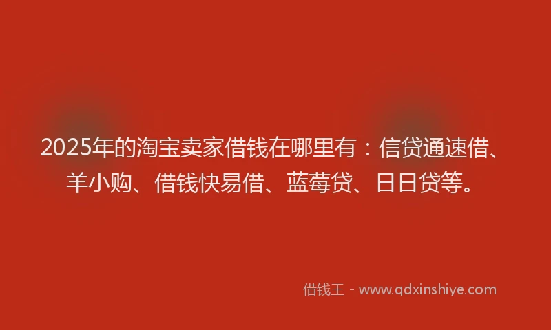 2025年的淘宝卖家借钱在哪里有：信贷通速借、羊小购、借钱快易借、蓝莓贷、日日贷等。