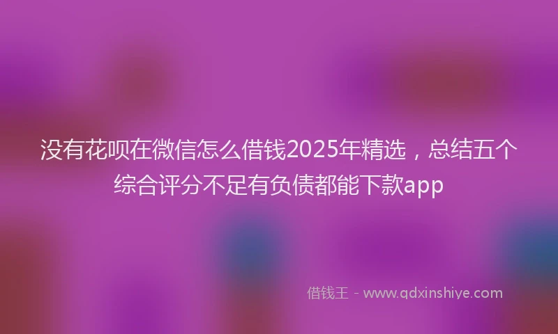 没有花呗在微信怎么借钱2025年精选，总结五个综合评分不足有负债都能下款app