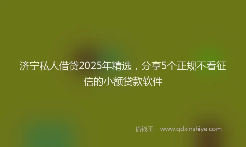 济宁私人借贷2025年精选，分享5个正规不看征信的小额贷款软件