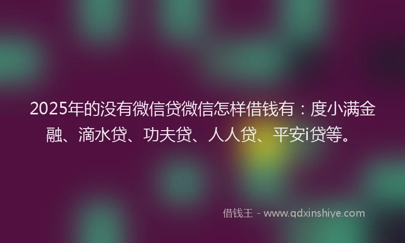 2025年的没有微信贷微信怎样借钱有：度小满金融、滴水贷、功夫贷、人人贷、平安i贷等。