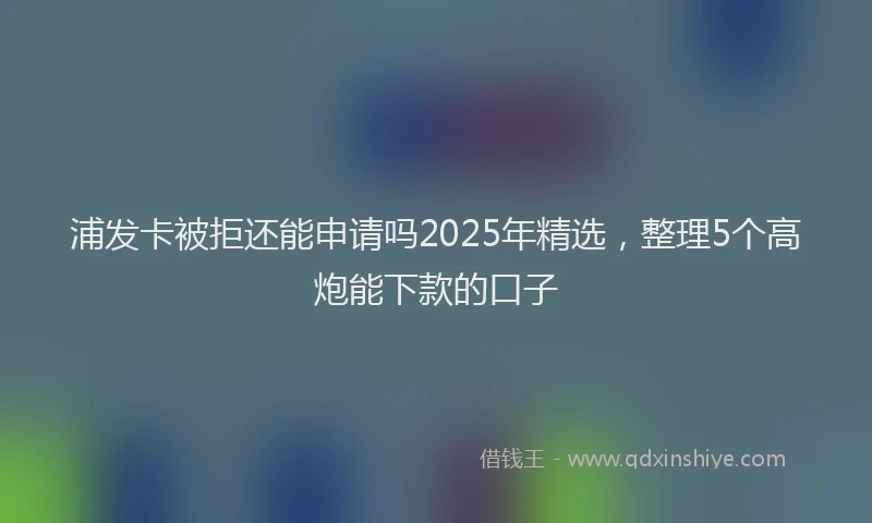 浦发卡被拒还能申请吗2025年精选，整理5个高炮能下款的口子