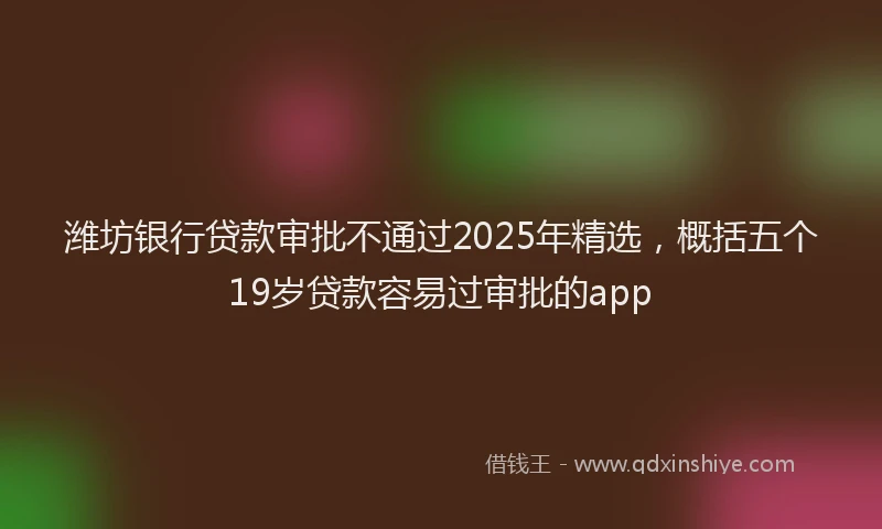 潍坊银行贷款审批不通过2025年精选，概括五个19岁贷款容易过审批的app