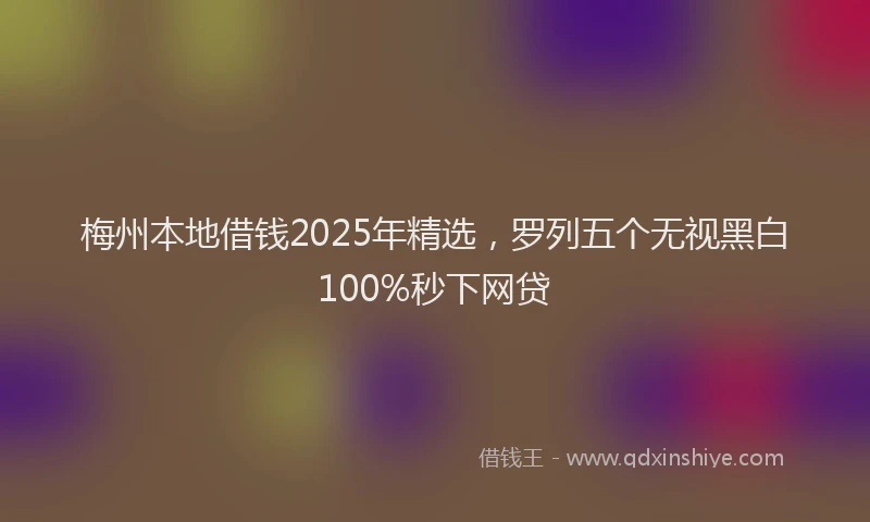 梅州本地借钱2025年精选，罗列五个无视黑白100%秒下网贷