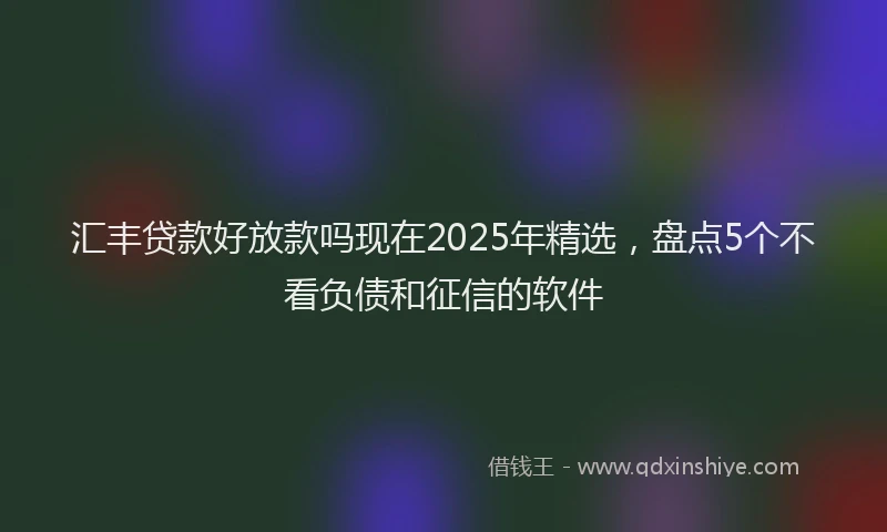 汇丰贷款好放款吗现在2025年精选，盘点5个不看负债和征信的软件