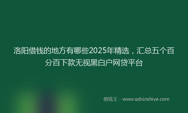洛阳借钱的地方有哪些2025年精选，汇总五个百分百下款无视黑白户网贷平台