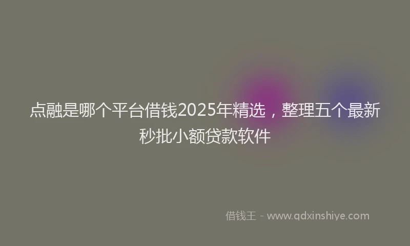 点融是哪个平台借钱2025年精选，整理五个最新秒批小额贷款软件