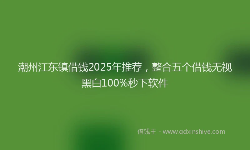 潮州江东镇借钱2025年推荐，整合五个借钱无视黑白100%秒下软件