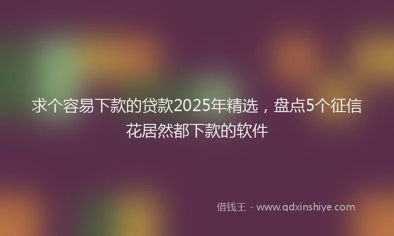 求个容易下款的贷款2025年精选，盘点5个征信花居然都下款的软件