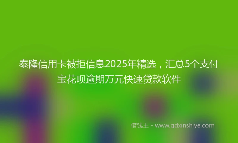 泰隆信用卡被拒信息2025年精选，汇总5个支付宝花呗逾期万元快速贷款软件