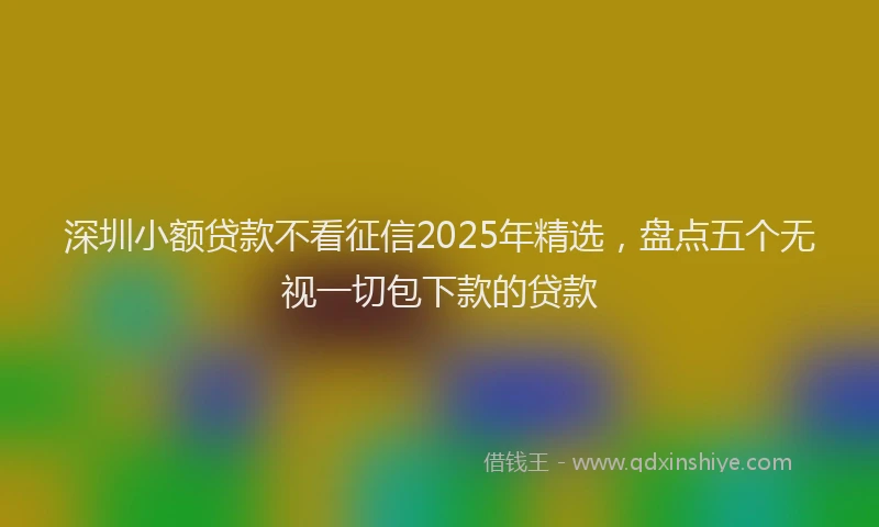 深圳小额贷款不看征信2025年精选，盘点五个无视一切包下款的贷款