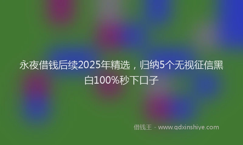 永夜借钱后续2025年精选，归纳5个无视征信黑白100%秒下口子