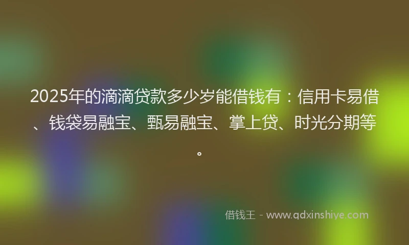 2025年的滴滴贷款多少岁能借钱有：信用卡易借、钱袋易融宝、甄易融宝、掌上贷、时光分期等。
