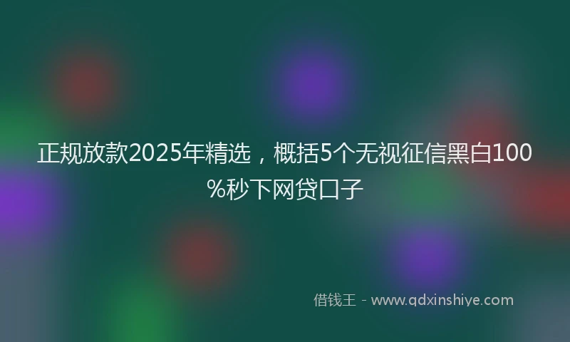 正规放款2025年精选，概括5个无视征信黑白100%秒下网贷口子