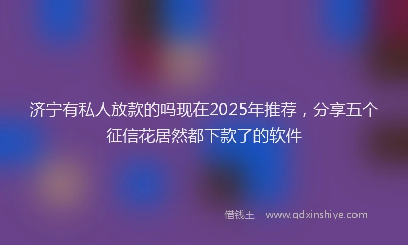 济宁有私人放款的吗现在2025年推荐，分享五个征信花居然都下款了的软件