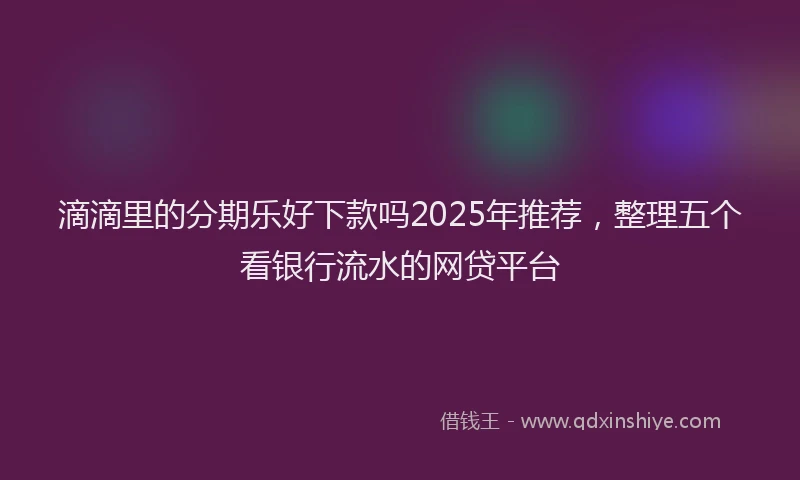 滴滴里的分期乐好下款吗2025年推荐，整理五个看银行流水的网贷平台
