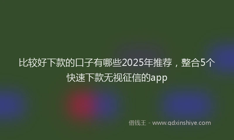 比较好下款的口子有哪些2025年推荐，整合5个快速下款无视征信的app