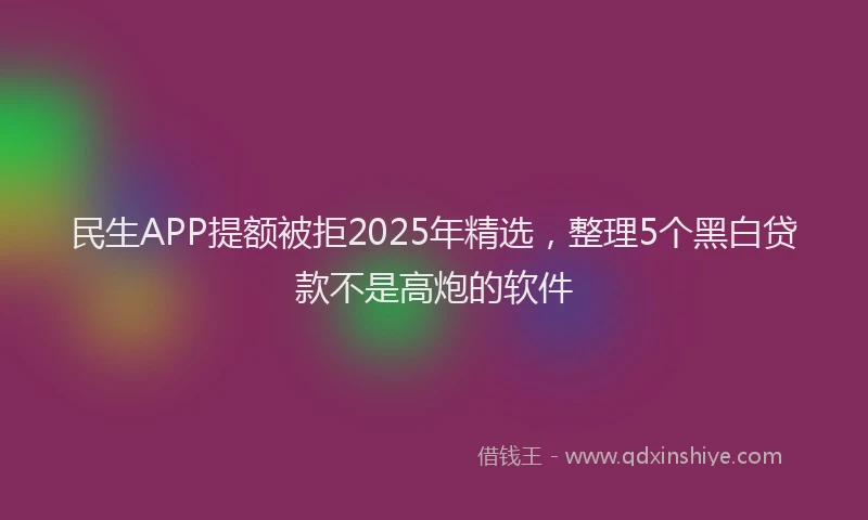 民生APP提额被拒2025年精选，整理5个黑白贷款不是高炮的软件