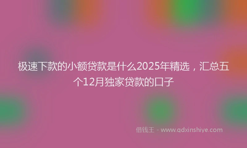 极速下款的小额贷款是什么2025年精选，汇总五个12月独家贷款的口子