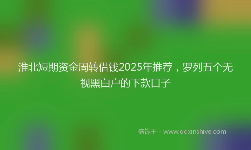 淮北短期资金周转借钱2025年推荐，罗列五个无视黑白户的下款口子