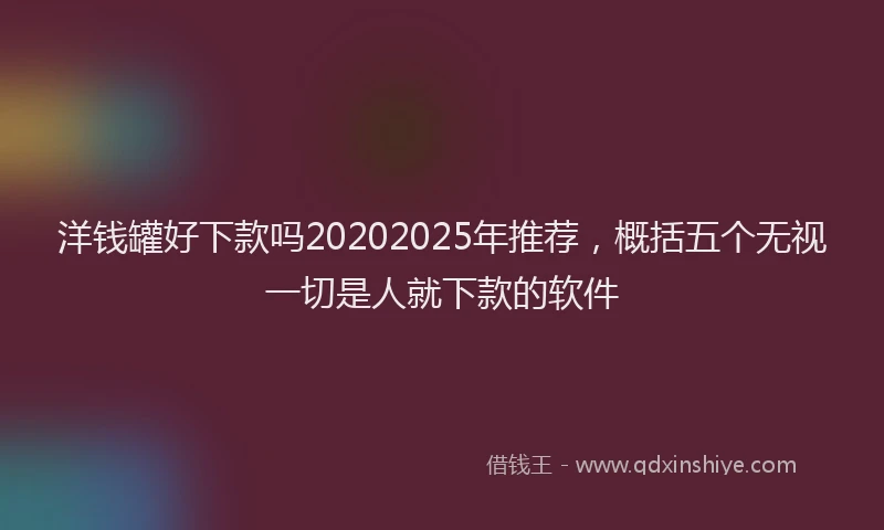 洋钱罐好下款吗20202025年推荐，概括五个无视一切是人就下款的软件
