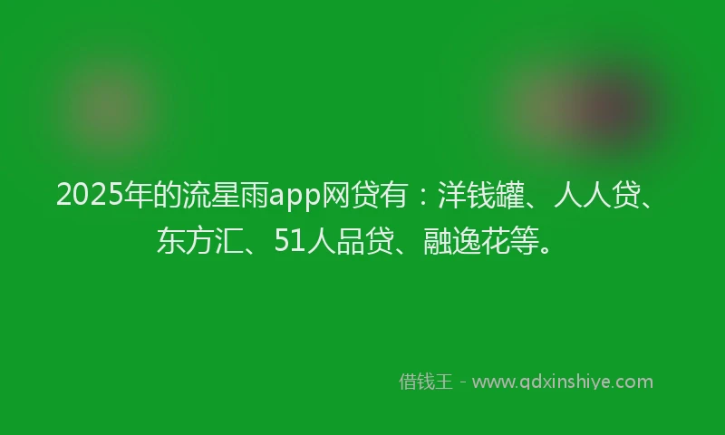 2025年的流星雨app网贷有：洋钱罐、人人贷、东方汇、51人品贷、融逸花等。