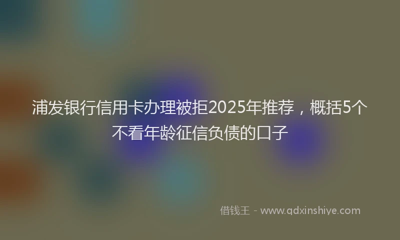 浦发银行信用卡办理被拒2025年推荐，概括5个不看年龄征信负债的口子