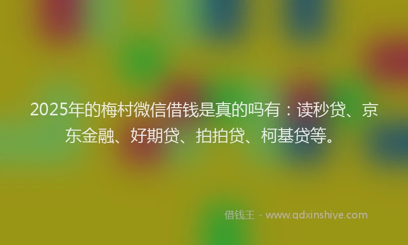 2025年的梅村微信借钱是真的吗有：读秒贷、京东金融、好期贷、拍拍贷、柯基贷等。